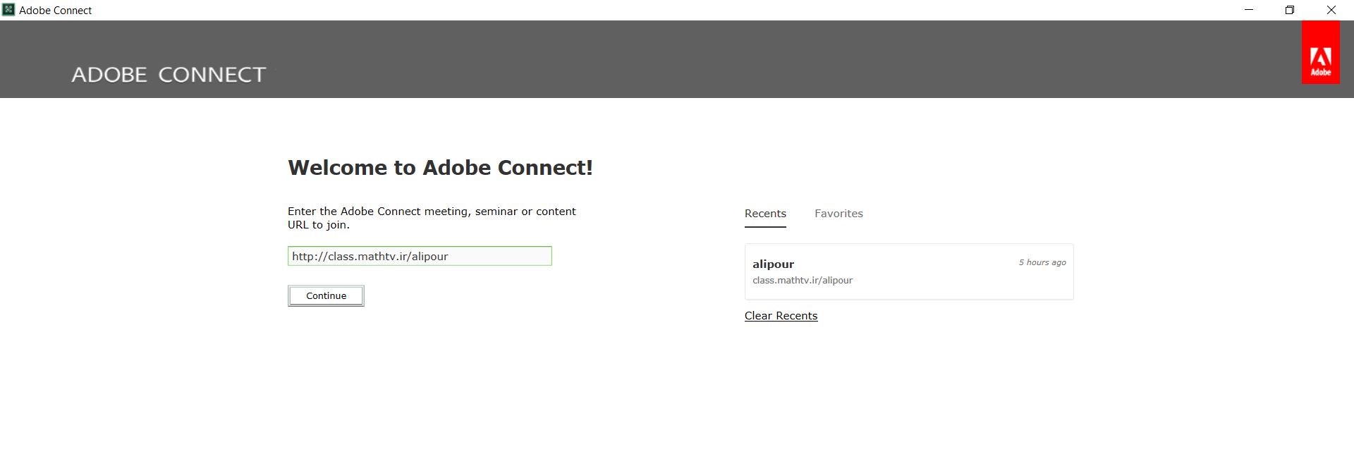 محیط برنامه ویندوز adobe connect